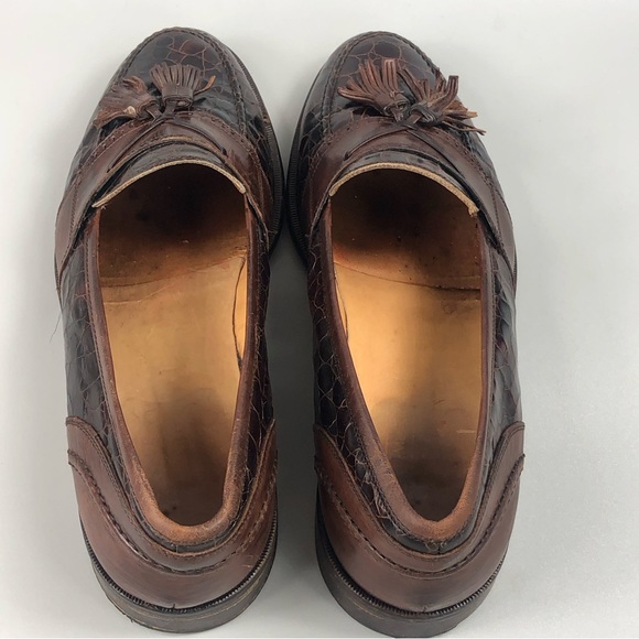 Johnston and Murphy Men’s Croc Print Brown Loafers with Tassel Kilt Size 10M - Picture 6 of 9